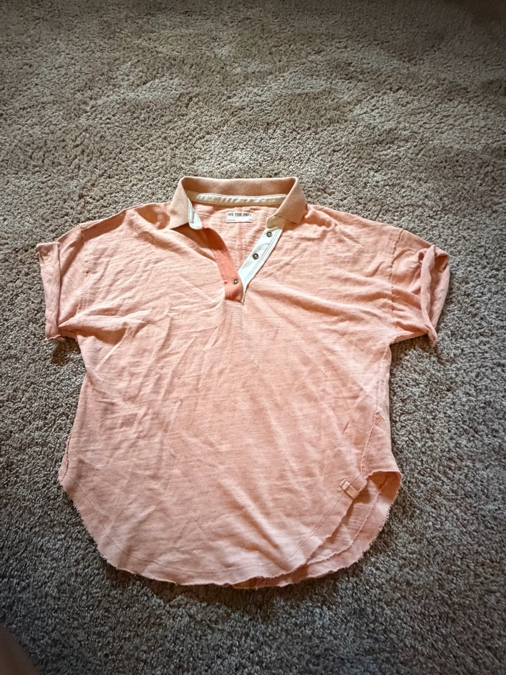 We The Free Peach Polo with Contrast Placket